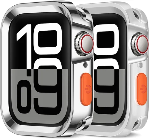 Vista 21 de Amizee 2 Pack Estuche Resistente Compatible con Apple Watch Serie 9/8/7 41mm SE 3/2/1 Serie 6/5/4 40mm, Funda Protectora Amortiguadora de TPU Blanda