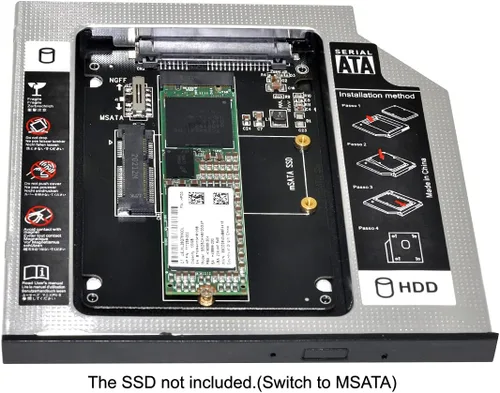 Vista 5 de MSATA NGFF B/M-Key SSD a Slimline SATA 13Pin Caddy Case para 0.374 in Universal Laptop CD/DVD-ROM Optical Bay