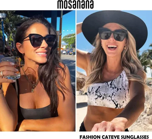 Vista 3 de mosanana Gafas de sol de ojo de gato de gran tamaño para mujer, estilo moderno MS52028