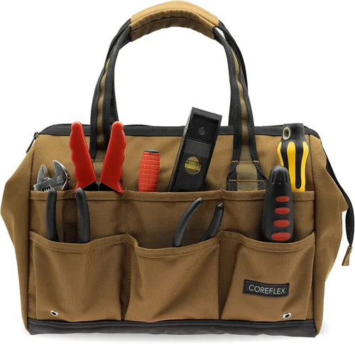 Vista 10 de Coreflex Bolsa de herramientas de 14 pulgadas de boca ancha, bolsa de equipo, de múltiples propósitos - para plomeros, electricistas, manitas
