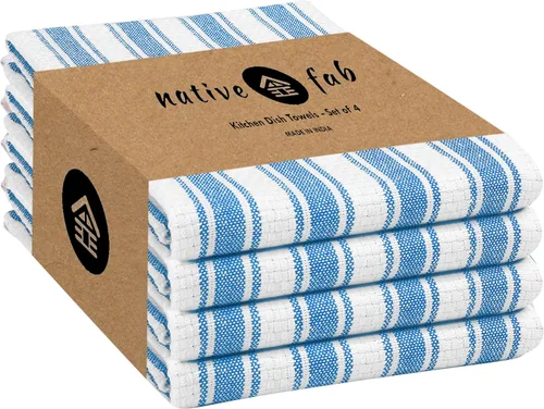 Vista 34 de Native Fab Toallas de Cocina de Algodón 100% Beige - 16x26 pulgadas - Juego de 12 - Toallas de Platos con Tejido de Canasta a Rayas para Limpiar