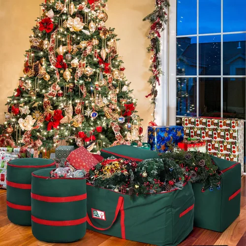 Vista 6 de Windyun 4 bolsas de almacenamiento para árbol de Navidad para árboles de vacaciones artificiales, duraderas, impermeables, con asas de transporte