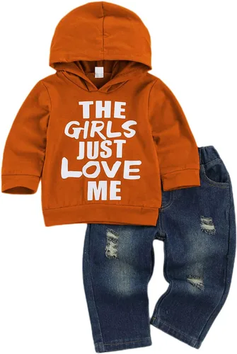 Vista 13 de fhutpw Conjuntos de ropa para bebé niño pequeño con sudaderas con capucha y jeans para otoño e invierno 6 9 12 18 24 meses A-Negro