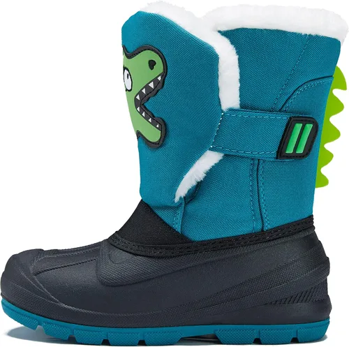 Vista 7 de MORENDL Botas de nieve para niños, impermeables, con forro de piel, cálidas, antideslizantes, para niños y niñas, para caminar al aire libre