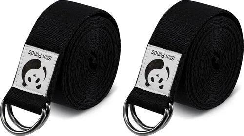Vista 13 de Correa de yoga Slim Panda para estiramiento, Correa de yoga de algodón con hebilla ajustable en forma de D, Correa de yoga no elástica para pilates