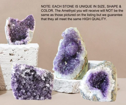 Vista 4 de JIC Gem Racimos de cristal de amatista natural, piedra de cuarzo en bruto de color púrpura profundo, geoda, espécimen para decoración del hogar