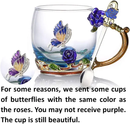 Vista 3 de Taza de té de flor, taza de té, taza de café de vidrio