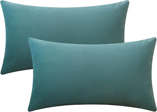 Vista 14 de Juego de 2 fundas de almohada de terciopelo para sofá y cama, 18 x 18 pulgadas, color aguamarina