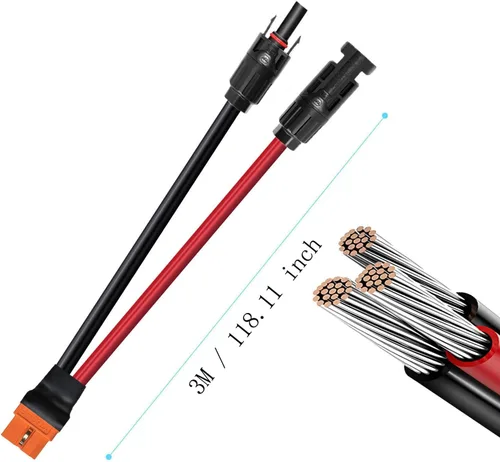Vista 2 de Cable de extensión solar a XT60i 10AWG XT60I-F 6mm2, cable solar compatible con estación de energía portátil de 9.8 ft (10 AWG 10 pies)