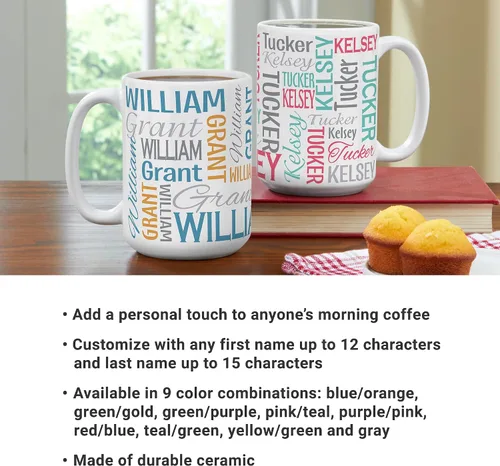 Vista 3 de Let's Make Memories - Taza personalizada con tu nombre y firma - Taza de café personalizada de 15 oz - Regalo para poner en la media navideña - Para