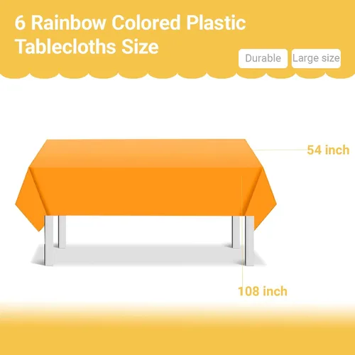 Vista 2 de Mantel de arco iris de plástico impermeable de plástico mexicano para fiesta mexicana, fundas rectangulares desechables para noche de taco, fiesta