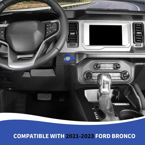 Vista 3 de RAZPOY para Bronco Cubierta de Botón de Arranque por Empuje, Moldura de Botón de Arranque y Parada del Motor Compatible con Accesorios Interiores