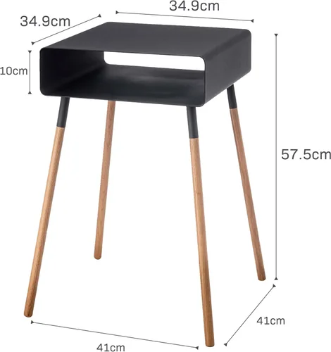 Vista 8 de YAMAZAKI Home Mesa auxiliar lisa con estante de almacenamiento abierto, acento rectangular que ahorra espacio, sala de estar, dormitorio, sofá, mesa