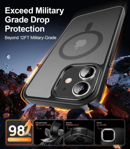 Vista 4 de SEXYMOM Funda magnética para iPhone 11 con protector de pantalla, compatible con carga inalámbrica, prueba de caídas de grado militar de 21 pies, a