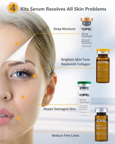 Vista 3 de Suero Antienvejecimiento con Ácido Hialurónico y Vitamina C para Cara Suero Centella Hidratante 0.35 oz 4 Kits 16 Ampollas Suero Facial en Ampollas