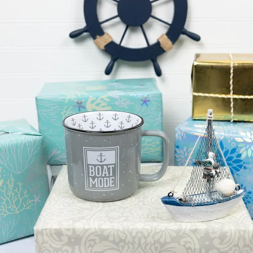 Vista 6 de Pavilion - Taza de cerámica de 18 onzas, color gris con acabado moteado, taza de café duradera de pared gruesa estilo campamento, taza de fogata