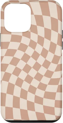 Vista 16 de iPhone 16 Beige Cream Twisted Checkered Swirl 60s 70s Aesthetic Brown Case
