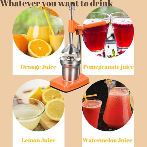 Vista 3 de Exprimidor manual de naranja, exprimidor de cítricos a mano con exprimidor de encimera para jugo de naranja fresco, fácil de limpiar