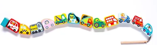 Vista 4 de CUBIKA Juguete de madera con cordones de autos voladores - Juguete Montessori con cordones para niños a partir de 3 años - Tarjetas de cordones