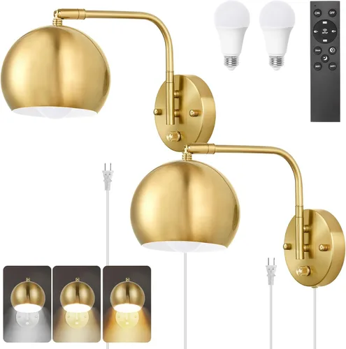 Vista 9 de VATONI Aplique de Pared Regulable Enchufable con Brazo Articulado, Luces de Pared con Cable de Enchufe y Interruptor de Perilla Regulador