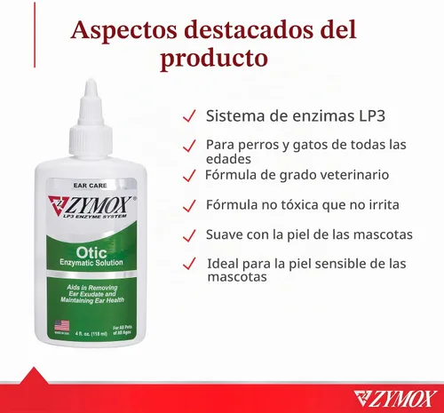 Vista 3 de Tratamiento ótico para mascotas Zymox, sin hidrocortisona, 4 onza