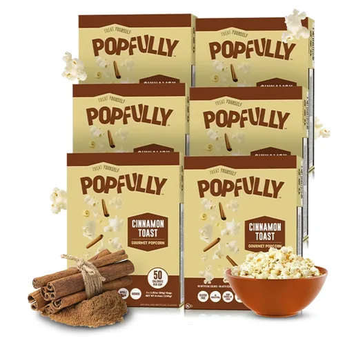 Vista 33 de POPFULLY Palomitas 94% libres de grasa totalmente explotadas, bolsas para compartir, sabor a mantequilla ligera, gran explosión, bolsas