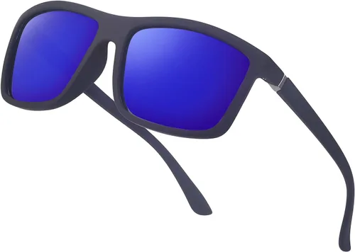 Vista 29 de Gafas de sol polarizadas deportivas para hombre, gafas de marco cuadrado NP1007 Marco A01 Matteblack/Lente gris