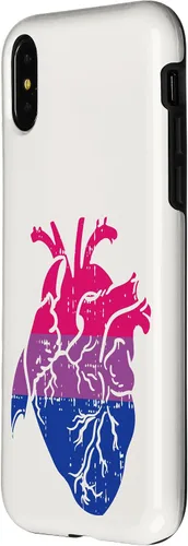 Vista 5 de Funda de regalo para enfermera LGBTQ para iPhone 14 con corazón anatómico y orgullo bisexual