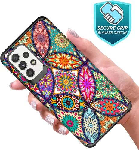 Vista 3 de Funda compatible con Samsung Galaxy A72, delgada, híbrida, a prueba de golpes, cubierta dura a prueba de golpes, diseño gráfico de moda, colorido