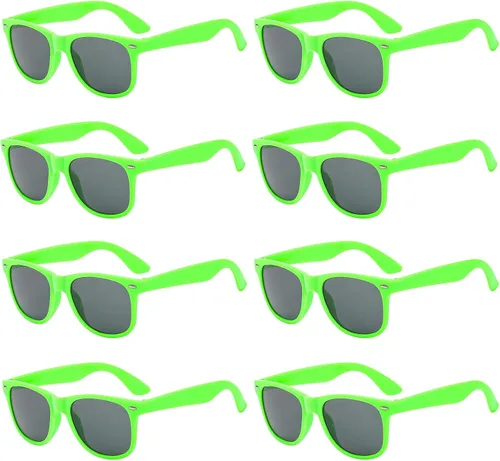 Vista 49 de Suministros para regalos de fiesta de colores neón Paquete de 8 gafas de sol unisex