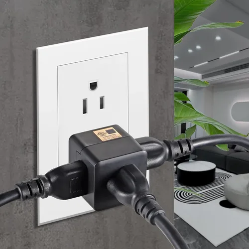 Vista 3 de Adaptador de pared de 3 tomas de corriente, extensor de enchufe de 3 clavijas con certificación UL, 125 V, 1875 W, enchufe de pared de 3 vías