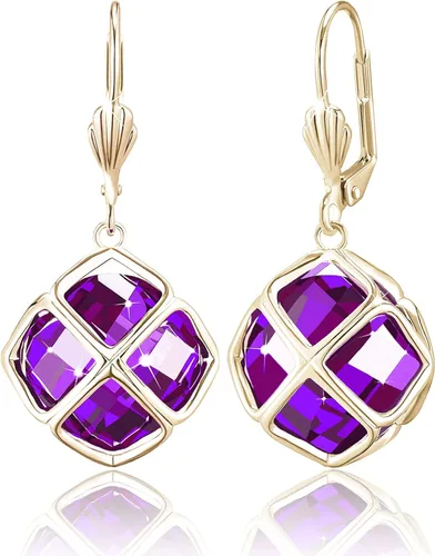 Vista 12 de Pendientes colgantes de cristal austriaco de 14MM para mujer, joyería chapada en oro de 14 quilates Apr-Diamante-Chapado en Oro de 14 K