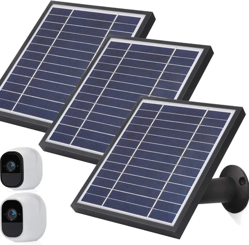 Vista 8 de iTODOS El panel solar funciona para cámaras Arlo Pro y Arlo Pro2, cable de alimentación de 11.8 pies y montaje ajustable (paquete de 3, plateado)