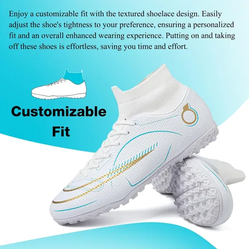 Vista 5 de GRESKY Zapatos de fútbol para hombre y mujer, zapatos de fútbol para niño grande AGTF