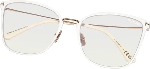 Vista 5 de Gafas Tom Ford FT 5839 -B 025 Shiny Ivory, logotipo "t") lentes de bloque azul