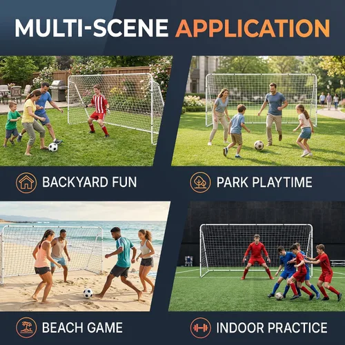 Vista 7 de JungleA Juego de porterías de fútbol portátiles para patio trasero para niños y adultos, juego de portería de fútbol grande de 12 x 6 pies