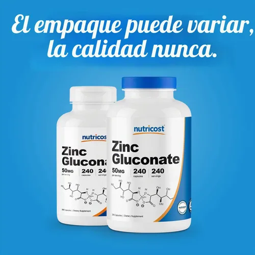 Vista 7 de Nutricost Gluconato de zinc 240 cápsulas vegetales (50 mg) (2 botellas) - Sin gluten y sin OMG