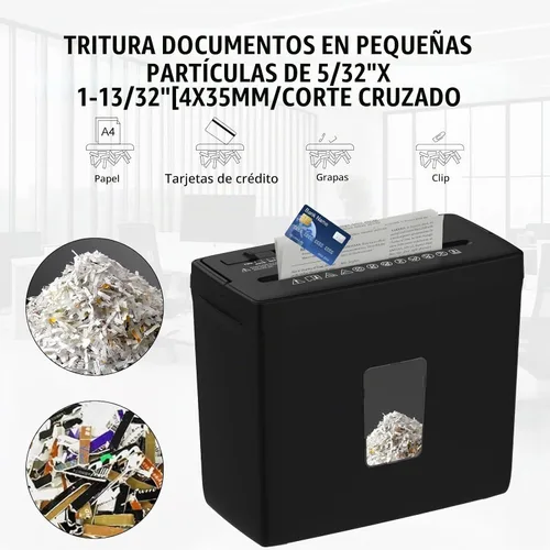 Vista 2 de Suntiko 5-Sheet Small Cross Cut Paper Shredder Black Negro