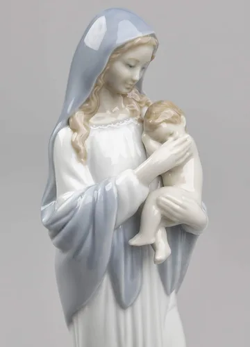 Vista 3 de LLADRÓ Figura de la Virgen de las Flores. Figura de porcelana de la Virgen María.