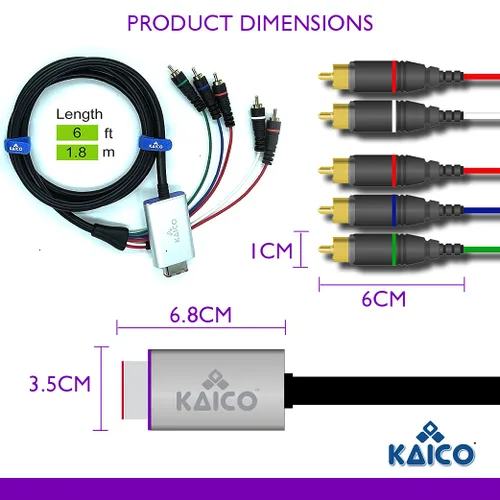 Vista 5 de Kaico Component Cable Adapter Lead for the Nintendo GameCube Running GCVideo Lite Software Supports Full Video and Audio. A Simple Plug and Play