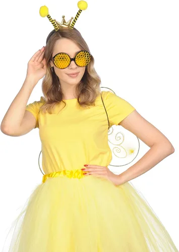 Vista 4 de Funcredible Juego de disfraz de abejorro – Alas de abeja para adultos, diadema de antena y gafas novedosas para cosplay, festivales y Halloween