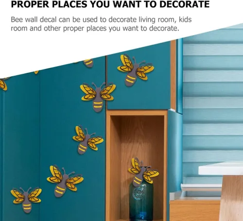 Vista 6 de PartyKindom Calcomanías de pared con temática de abejas para niños, calcomanías de pared para dormitorio extraíbles