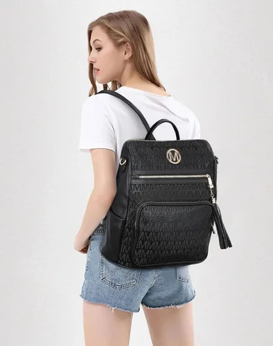 Vista 50 de MKP COLLECTION Mochila de moda para mujer, bolsa convertible grande para mujer, mochila de viaje, bolsa de hombro, juego de 2 piezas con borla, Beige