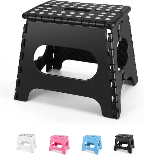 Vista 25 de Dyforce Taburete plegable de 9 pulgadas para niños y adultos, taburete de pie plegable y ligero para niños pequeños, cocina, baño, capacidad de 300