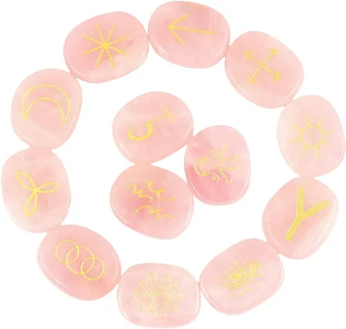 Vista 16 de Rockcloud Cristal curativo negro obsidiana amatista gitana símbolo brujas runas piedras chakras piedra de palma equilibrio Reiki, 10 piezas