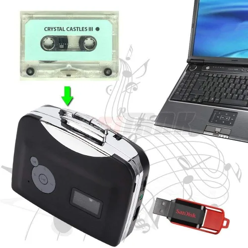 Vista 2 de Convertidor de casete a MP3, reproductor de cinta digital USB estéreo, con auriculares, transferencia a computadora, teléfono móvil y altavoz