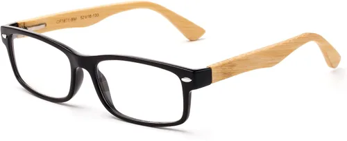 Vista 19 de Newbee Fashion Lentes transparentes Marco Rectángulo Marco Sin Prescripción Falso Gafas Paquete de 2 bambú negro y marrón