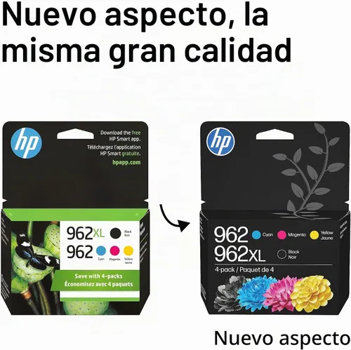 Vista 3 de HP Cartuchos de tinta originales 962 cian, magenta, amarillo/962XL negro (paquete de 4) Works OfficeJet serie 9010, OfficeJet Pro 9010, serie 9020