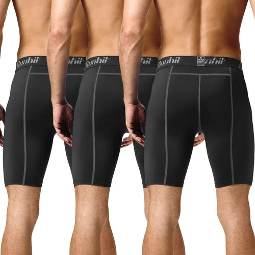 Vista 2 de Runhit - Pantalones cortos deportivos de compresión para hombre, de elastano para correr y entrenar