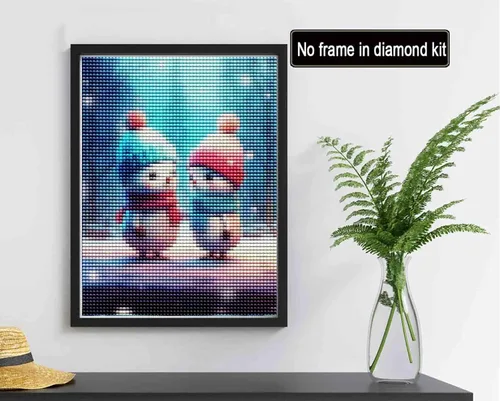Vista 2 de Reofrey Kits de pintura de diamantes para adultos, muñeco de nieve de Navidad, arte de diamantes de Navidad, taladro completo redondo con diamantes